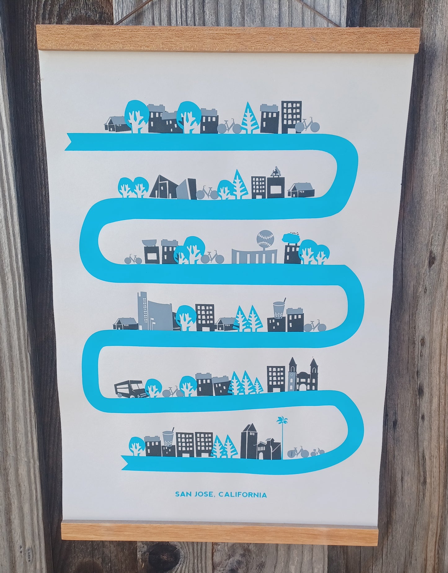 Bike City San Jose Poster - Sharks Colors Edition (gray)