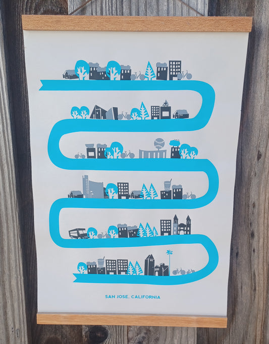 Bike City San Jose Poster - Sharks Colors Edition (gray)