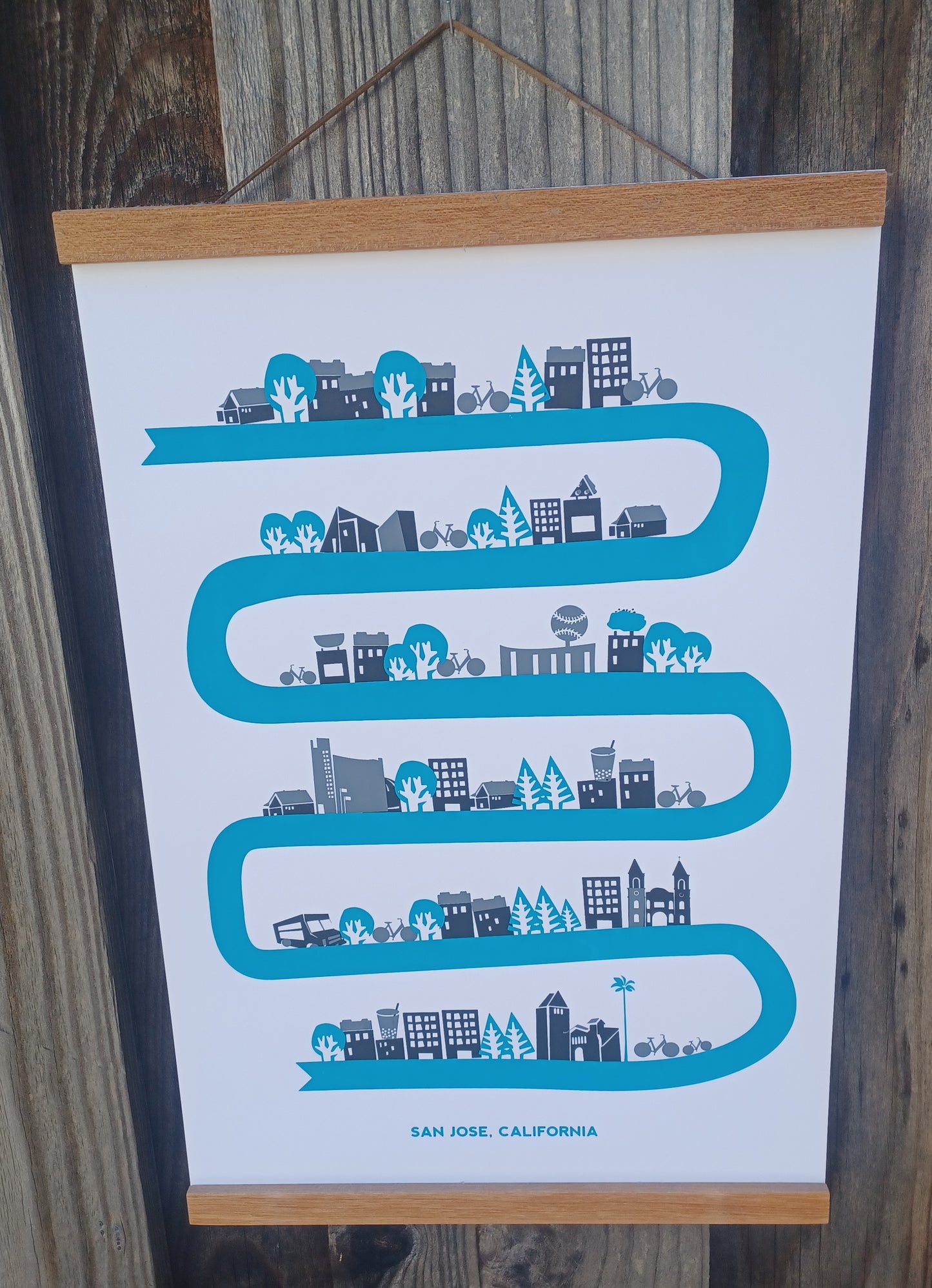 Bike City San Jose Poster - Sharks Colors Edition (white)